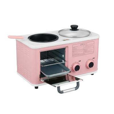 China 304 Stainless Steel Automatic Baking Machine 2021 Sets Pink Multifunction 3 In 1 Breakfast Maker With Toast Oven Pan for sale