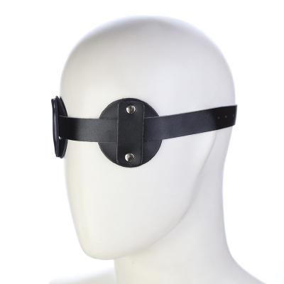 China CIVET BDSM Leather Round Cover Eye Mask Fetish Blindfold Leather Blindfold Rivets Slave Bondage Restraint Torture Mask Sex T for sale