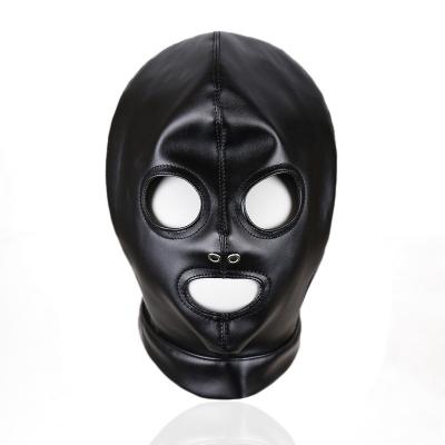 China CIVET BDSM Leather Factory Open Eyes Tell Hood Blindfold Head Harness Gag Bondage Premium Mouth Sex Toys For Couples Accessories for sale