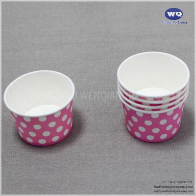 China Wholesale Custom Logo Disposable  5.5-Ounce Pink Ice Cream Wood Pulp Paper Bowls For Dessert-Disposable Ice Cream Cups for sale