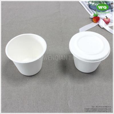 China 15oz(425ml) Biodegradable Bleached Sugarcane Bagasse  Cup With Lid -Easy Green Disposable Use Compostable Drinking Cup for sale