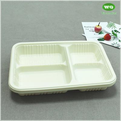 China Disposable 4-Compartments Corn Starch Bioplasitc Meal Tray,Manufacturers Hot Selling Custom Takeaway Food Container for sale