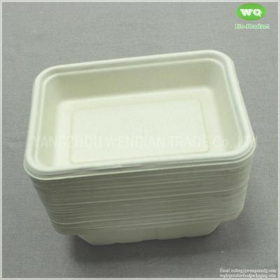 China 500ml Eco-Friendly Unbleached Sugarcane Pulp Rectangular Lunch Box ,750ml Biodegradable Tray 950ml Disposable Pulp Tray for sale