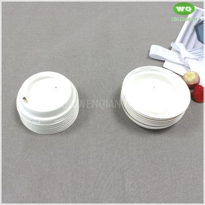 China 80mm/90mm Sugarcane Cup-Lid ,Leak-Proof Biodegradable Lids Of 8/12 Oz Branded Paper Coffee Cups And Water Drinking Cups for sale