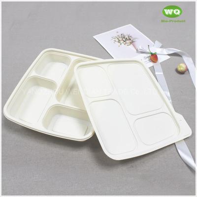 China Eco-Friendly 4-Coms 900ml Corn Starch Lunch Box,A Renewable Resource China Factory Offered Disposable Takeout Containers for sale