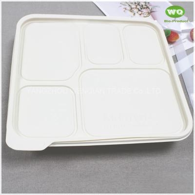 China Disposable 950ml 5-Compartments Bio-plastic Lunch Box,Sustainable Food Safe Plastic Container,Custom Logo food to go Box for sale