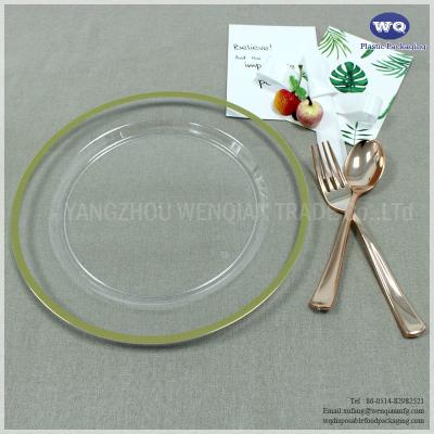 China 10.25 Inch Disposable Clear Plastic Salad/Dessert Plates- Premium Hard Plastic Appetizer Plates Disposable Plastic Plate for sale