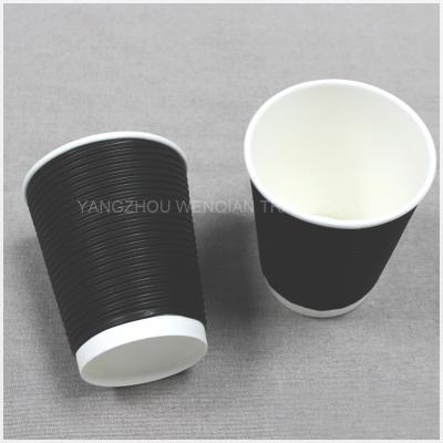 China 12oz Ripple Wall Coffee Paper Cup Custom Logo , Leak Proof Disposable Paper Cup For Hot Drink for sale