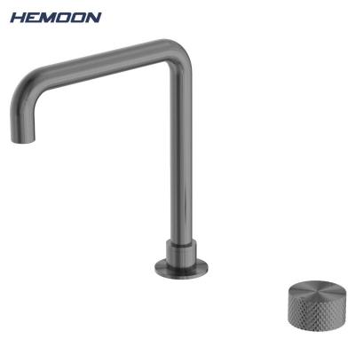 China Metered Faucets High-End Luxury Single Lever Graphite Wall Mounted Aerate Sink Faucet Brass Basin Mixer Tap Bathroom Basin Faucet for sale