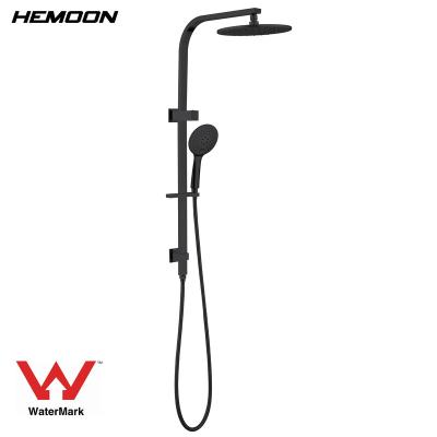 China With Slide Bar Bathroom Faucet Thermostatic Shower Mixer Exposed Twin Head Valve Set Bath & Shower Faucets for sale