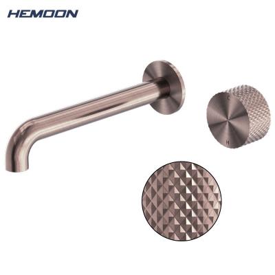 China Metered Faucets 2022 Single Lever Rose Brushed Gold Wall Mounted Aerate Sink Faucet Brass Basin Mixer Tap Bathroom Basin Faucet for sale