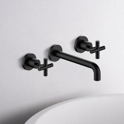 China Metered Faucets Top- Luxury Royal Black Sale Brass Double Handle Separated Wall Mounted Matte Black Concealed Faucet for sale