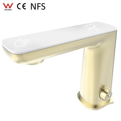 China Sense Faucets infrared tap smart bathroom hot cold Brushed Gold water saving automatic sensor touch for faucet for sale