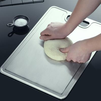 China Viable Home Kitchen Stainless Steel Plate Large Food Chopping Cutting Board With Juice Groove for sale