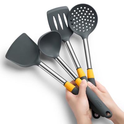 China ASD Pocket Sized Spatula Slotted Turner Spoon 4pcs Kitchen Tools Silicon Nylon Cookware Spatula Tongs Set for sale