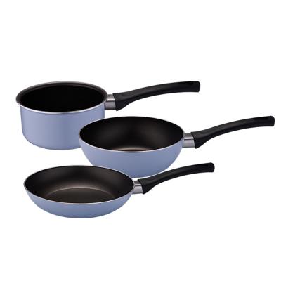 China Sustainable Aluminum Ally Cook 3 Piece Pot and Pans Cookware Sets Cooking Non-Stick Kitchenware Cookware Sets for sale