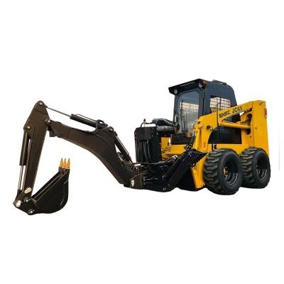 China Mini Minicargador Skid Steer Loaders met 4 in één emmer en 0,4 kubieke emmercapaciteit Te koop