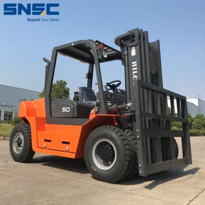 China 5 Ton Diesel Forklift Truck With Luxury Suspension Seat And Mitsubishi Engine Durable for sale