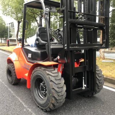 China 3.5ton 4X4 Diesel Forklift with Mast Tilt Angle of 6/12 Degree   rough terrain forklift trucks for sale