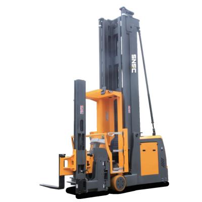 China 1500kg Vna Man Up Electric Stacker Very Narrow Aisle 3 Way Truck Man Mounted Three Way Forklift for sale