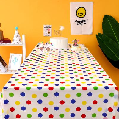 China Dot Blue Yellow White Pink Color Disposable Pure Egg Table Oil Proof PEVA Oil Proof Purple Daily Table Cloth for sale