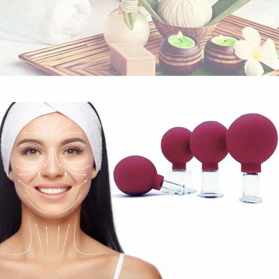 China Rust Red Rubber Massage Body Cups Vacuum Cupping Set Glasses Face Skin Lifting Body Facial Cups Vacuum Cupping for sale