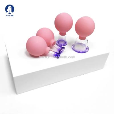 China Grupo colocando facial da terapia do silicone 4pcs cor-de-rosa, copo Kit Silicone Anti Cellulite Cup da massagem do vácuo da cara do olho à venda