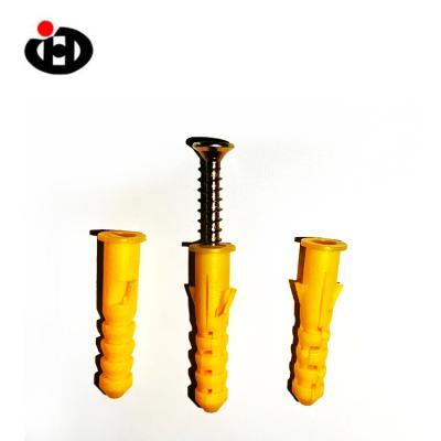 China Industry Jinghong Yellow Concrete Plastic Anchor Wall Plug Expansion Screws for sale