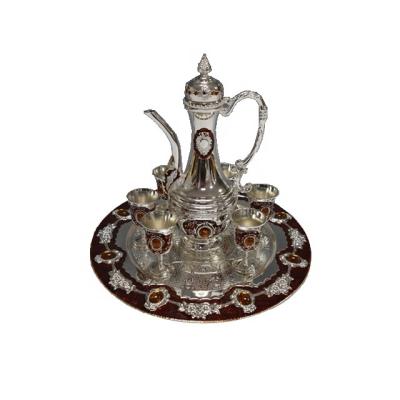 China Sustainable Muslim Ramadan Coffee Teapot Cup Decorative Drinking Zemzem Set With Tray for sale