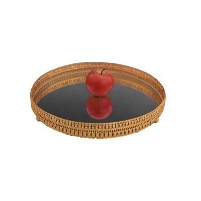 China Eco - Friendly Home Wedding Fruit Cake Decorating Metal Mirror Gold Plated Dry Serving Tray for sale