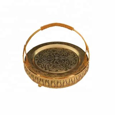 China Hanging Stand Wedding Eco-friendly Metal Round Tea Cup Holder Tray Fruit Basket Fruit Basket Cake Stand for sale