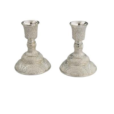 China Eco - Friendly Home Wedding Decorative Metal Silver Gold Plated Round Candle Holder Couple Set for sale