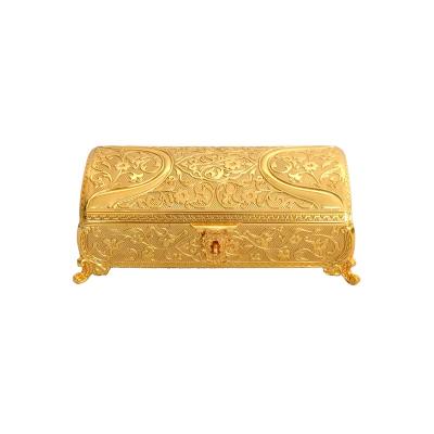 China Eco - Friendly Home Wedding Table Metal Gold Plated Keepsake Jewelry Package Box for sale