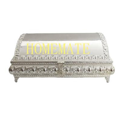 China Home Decorative Rectangle Sponge Large Metal Frame Lockable Jewelry Box for sale