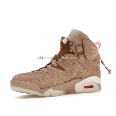 China Cushioning best quality aj6 men sport shoes retro sneaker Travis Scott British Khaki Basketball Shoes stock x brand fashion for sale