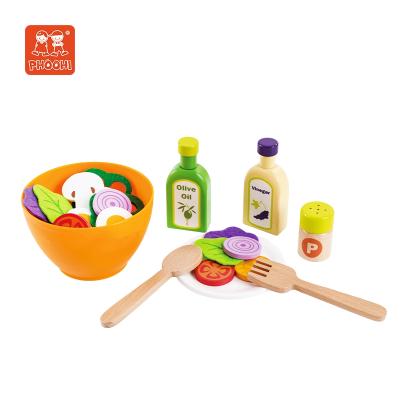 China Wooden Kids Toy Play Food Kitchen Kitchen Toys For Children Play Salad Set for sale