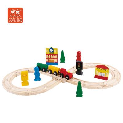 China Wooden Preschool Toy Train Slot Toy Children's Educational Toys Set Train Track For Children 30 Pcs Train Set for sale