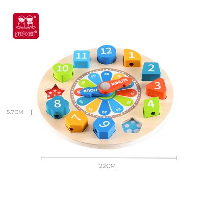 China High Quality Wooden Intelligence Puzzle Clock Colorful Digital Clock Educational Wooden Toy For Children for sale