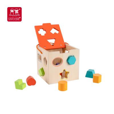 China Classic Sorting Cube Kids Montessori Material Cube Kids Wooden Educational Classic Sorting Cube Toy For Baby 18M+ for sale