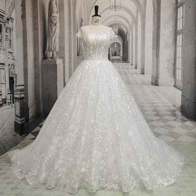 China Anti-Static AmL 6846 Celebrity Wedding Dresses Simple Elegant Bride Dresses Female Princess Female Long Dress Floral Tulle boho dresses collection for sale