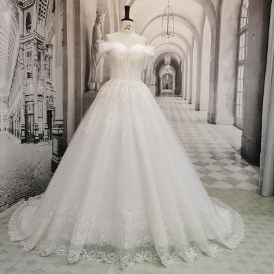 China AmL Anti-Static 6848 Wedding Dresses For Bridesmaids Elegant Women Floral Fluffy Princess Modest Vintage Romantic Wedding Dress for sale