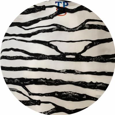 China Crepe Contrast Color Stripe Printed Soie CDC Crepe De Chine Fabric For Garment Scarf for sale