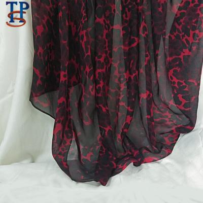 China 6MM 8MM Simply Chiffon Silk Fabric Hand Screen Printed Spring Autumal Red Leopard for sale