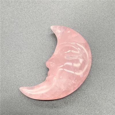 China Europe Rose Quartz Moons Top Quality Natural Crystal Therapy Stones for sale