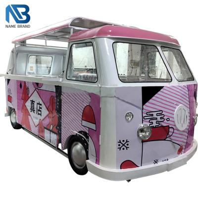 China Large Stainelss Tables Steel Window Coffee Service Trailer Mobile Food Van With Grill for sale