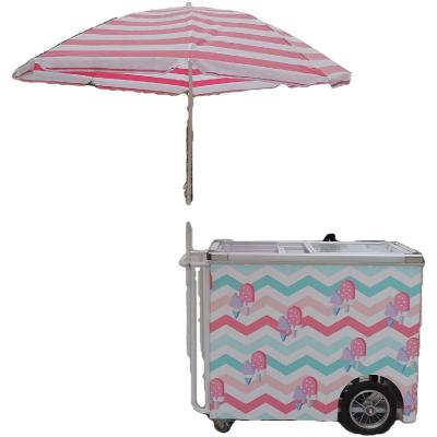 China Stainelss tables portable ice cream van trucks storage pink steel ice cream vendor portable hand push food cart for sale for sale