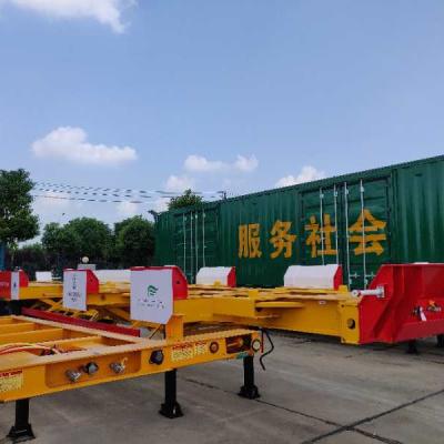 China 3 Axles 40 feet Flatbed Semi Trailer 20ft 40ft Shipping Container Flat Bed for sale