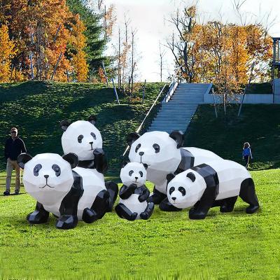 China Outdoor Metal Back China Decoration Abstract Powder Coating Stainless Steel White Panda Sculpture for sale