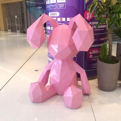 China Large Custom Outdoor Fiberglass Animal Sculptures Europe Decoration Pink Rabbit Statues for sale