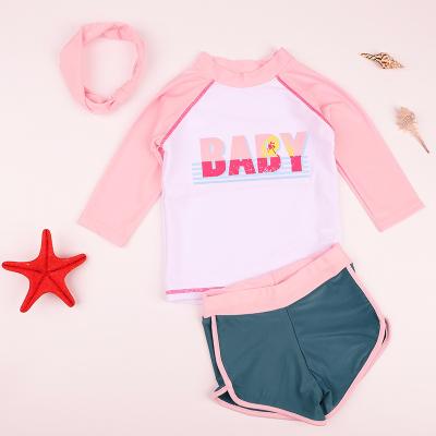 China 2022 New QUICK DRY girls long sleeve sunsuit with panties kids swimwear little girl two piece swimsuit for sale